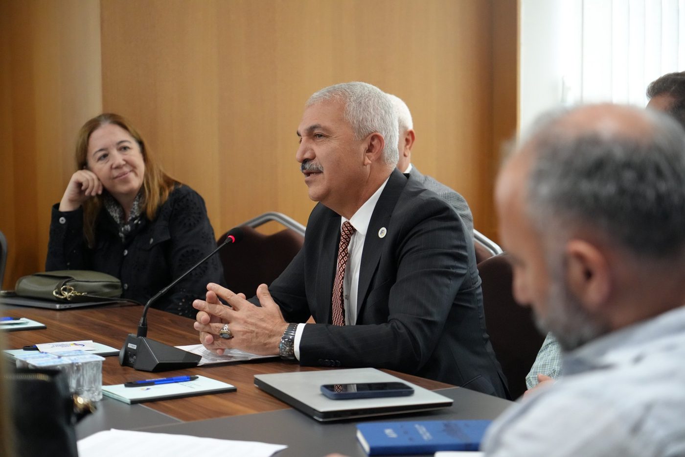A speaker at the meeting