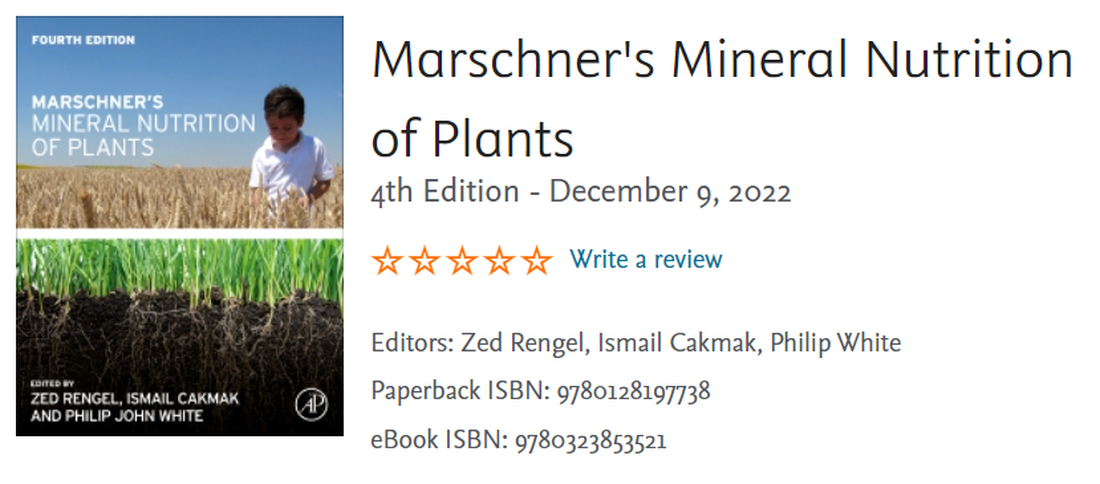 Marschner's Mineral Nutrition of Plants kitabının 4. baskısına laboratuvarımızdan katkı
